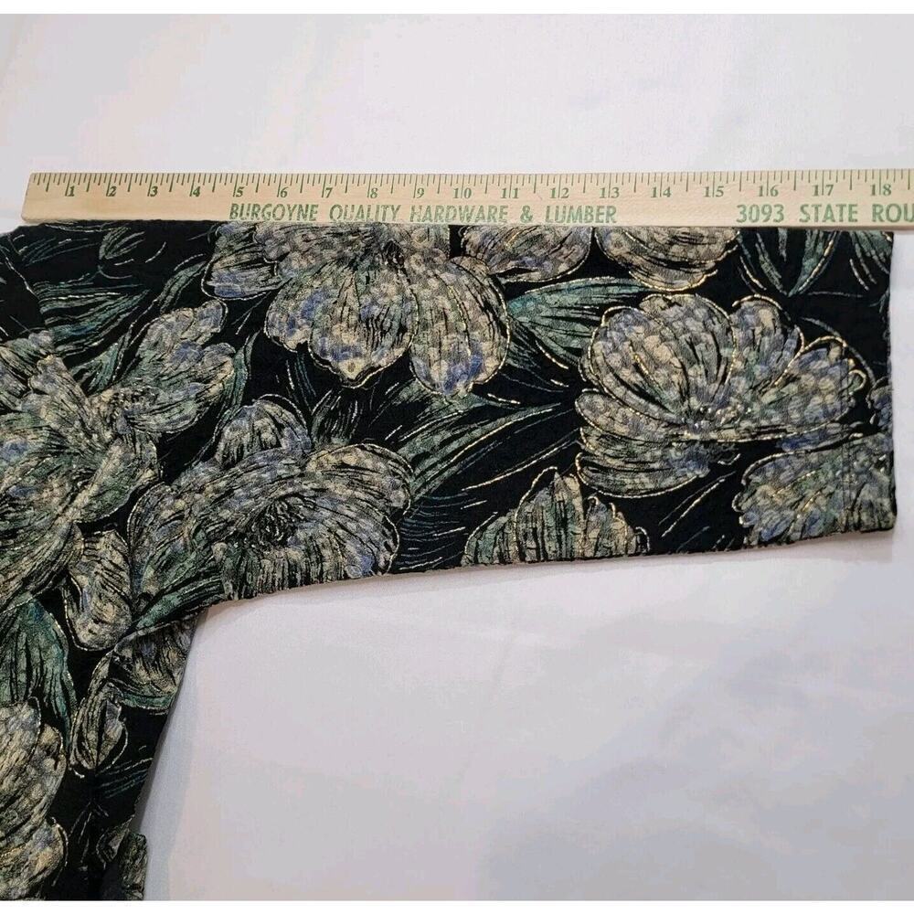 JM Collection Textured Top Womens 1X Artsy Floral Shimmer Glitter Art To Wear - Picture 11 of 16